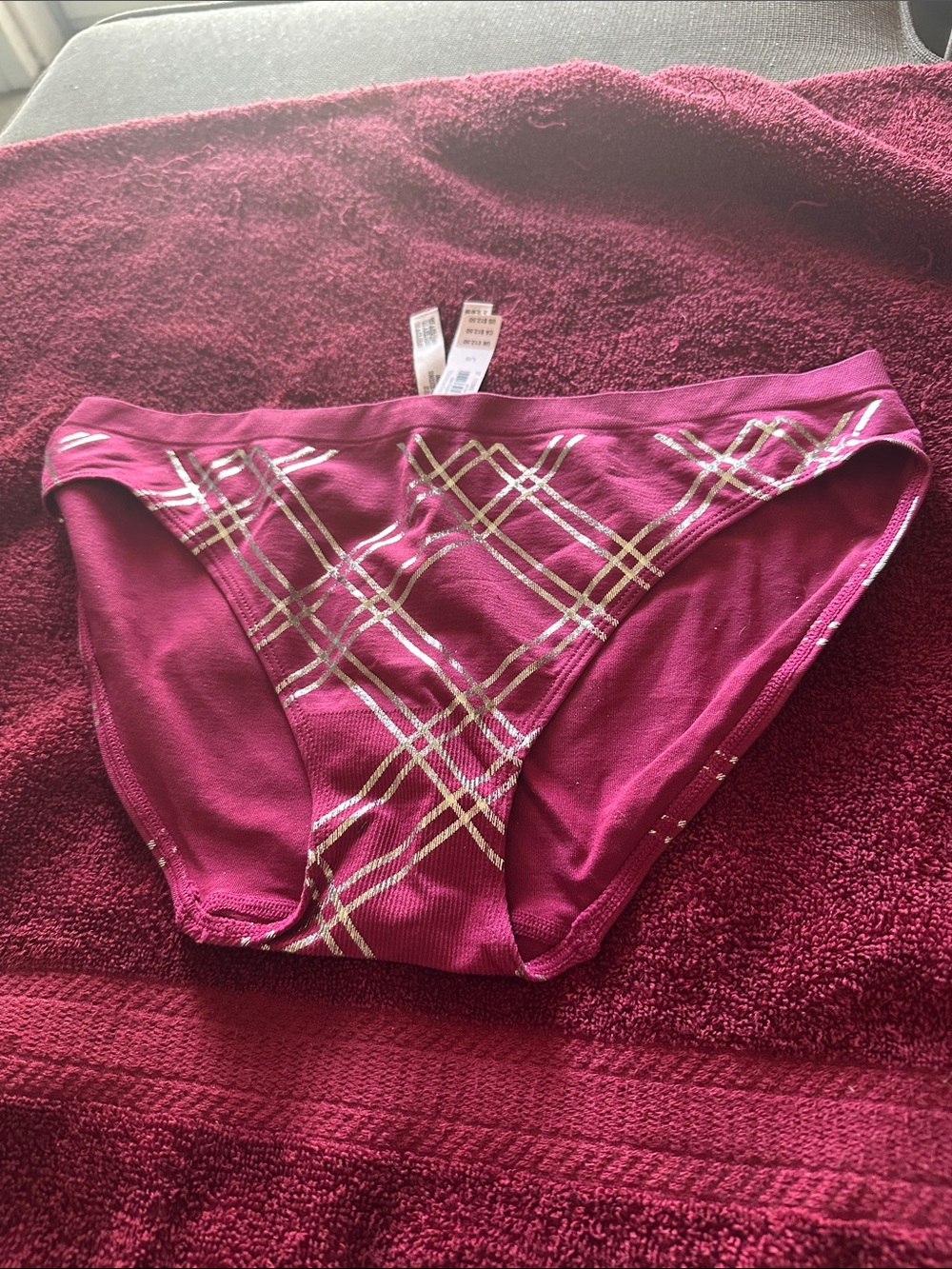 Vintage Victoria's Secret Magenta Plaid Bikini Panty